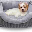 INVENHO Dog Bed for Small Dogs - Washable, Orthopedic, Calming & Warming - Durable Pet Bed with Anti-Slip Bottom (25"x21"x8") (Grey)