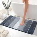 COSY HOMEER Bathroom Rugs 30"x20", Ultra Soft Absorbent Bath Mat with Non-Slip TPR Backing, Machine Washable Shaggy Rug for Bathroom Floor, Dark Blue (1'8" x 2'6" (Rectangular))