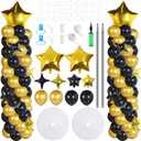 Gejoy 110 Pcs Black Gold Balloons Column Stand Kit Adjustable Tower Stand from 1.4 to 6.6 ft with Bases for Graduation Wedding Birthday Baby Shower Party
