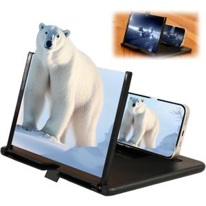 Screen Magnifier Version,3D HD Mobile Phone Magnifier Projector Screen Enlarger for Movies, Videos, and Gaming,Foldable Cell Phone Stand with Screen Amplifier,Supports All Smartphones (Black, 12inch)