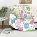 Easter Rabbits Blanket, Spring Easter Colorful Eggs Blanket for Easter Decoration, Cozy Fuzzy Plush Warm Blankets for Couch Sofa Bed 40x50 inch