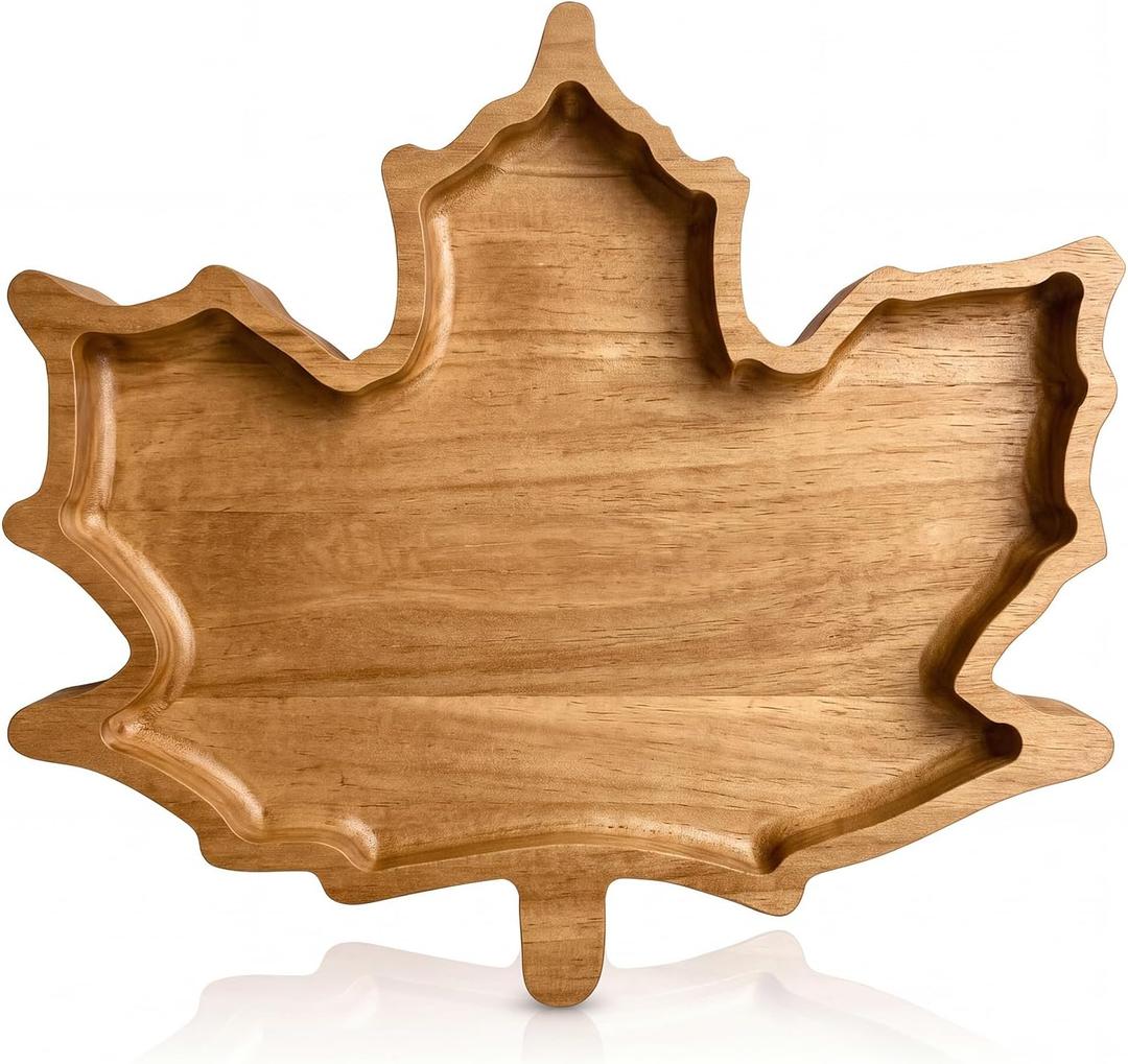 Sliner Maple Leaf Charcuterie Board Wooden Fall Serving Platter Tray Dish, 15 x 12 x 1 inches/ 38 x 30 x 2.5 cm