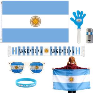 Argentina Soccer Fan Cheering Kit, 6 Pcs Patriotic Game Day Accessories. | Patriotic soccer cheering kit, fan accessories for game day, tailgate & watch party.