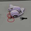 TCJJ Kids Wireless Headphones - Cat Ear LED Light Up, Bluetooth 5.4, Safe Volume Limit, Noise Cancelling with Mic & TF Card for Girls Boys Toddlers School (Purple)