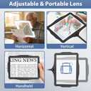 Magnifying Glass w/Light for Seniors Elderly Reading Full Page Diamond Painting, Large Rectangular Lighted Magnifier w/Dimmable LED Desktop Lamp, Hands Free Magnifier for Crafts Arts Sewing Close Work