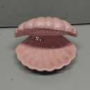 Denique Shell Jewelry Dish Tray, Ceramic Trinket Tray Clamshell Jewelry Storage Dish, Ring Holder Dish Key Bowl, Decorative Jewelry Plate, Cute Jewelry Organizer for Room Decor (Pink)