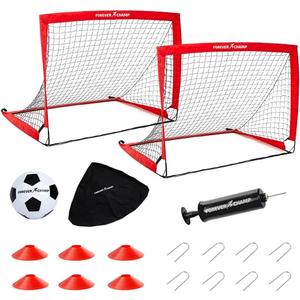Kids Soccer Goals for Backyard - Includes Two 4'x3' Nets, Ball, Pump, 8 Stakes, 6 Cones, 2 Targets - for Kids Ages 4-10 - Easy to Set Up Soccer-Goal Set