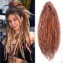 22 Inch Wool Double Ended Dreadlock Extensions,15 Strands DE Ends Mixed Brown Synthetic DE Dreads Thin Soft Fake Dreads Hippie Style Dreadlock for Women