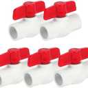 [5 Pack] 1/2'' PVC Ball Valves, Water Shut Off Valves, 1/2 inch Ball Valves Slip, Pipe Fittings, Rated at 150 PSI, Socket (1/2'' - Box of 5)