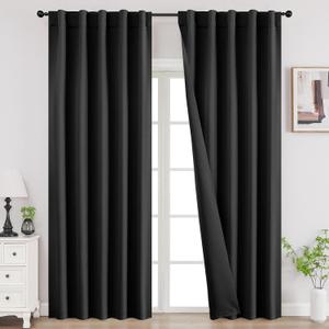 Joydeco Blackout Curtains for Bedroom, Black Out Curtains 108 Inch Long, Room Darkening Noise Reducing Wrinkle-Free Drapes, 108'' Long Drapes for Living Room 2 Panels (W52 x L108 Inch)