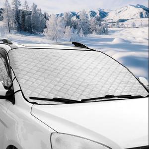 Car Windshield Cover for Ice and Snow, Thick Protective Windscreen Covers for Ice & Sleet Weatherproof for Winter, Includes Anti-Theft Straps, Freeze Protector for Auto Car Truck Van SUV,
