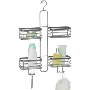 mDesign Metal Steel Hanging Shower Caddy, 4 Basket Organizer Rack for Bathroom; Hold Handheld Shower Head, Hose, Shampoo, Conditioner, Shaving Cream, Soap, Loofah - Carson Collection - Soft Brass