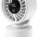 Portable Desk Fan, 2000mAh Rechargeable Battery Operated Small Table Fan with LED Display, 3 Speeds, 90 Adjustable Tilt, Quiet Personal Mini Air Circulator for Home Office Bedroom Camping Travel