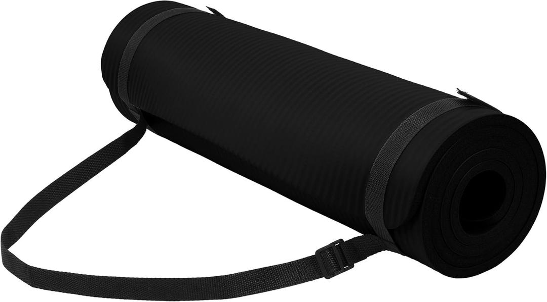 Yoga Mat, 1/2-Inch Extra Thick High Density Exercise Mat, Anti-Tear Exercise Yoga Mat with Carrying Strap, Suitable for Various Yoga Exercises (Midnight)
