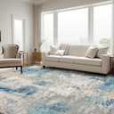 Large Area Rug for Living Room 9x12, Modern Abstract Area Rug, 9x12 Washable Large Bedroom Rug with Non Slip Rubber Backing for Under Dining Table Office Bedroom Indoor, Blue/Grey/Ivory