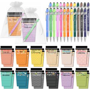 24 Sets Employee Appreciation Gifts Bulk Coffee Cup Sticky Notes with Inspirational Pens, Funny Notepads Motivational Ballpoint Pen Thank You Gifts for Coworker Teacher Nurse Office Supplies