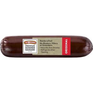 Old Wisconsin Premium Summer Sausage, 100% Natural Meat, Charcuterie, Ready to Eat, High Protein, Low Carb, Keto, Gluten Free, Original Flavor, 16 Ounce (EXP 08/12/26)