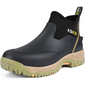 Kalkal Men's Rubber Boots, Waterproof Ankle Rain Boots, Insulated Working Booties with Comfortable Sports Sole, Outdoor Mud Boots for Yard Chore (9)