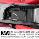 HGWEI Center Console Organizer Compatible with Toyota Camry XLE XSE 2018-2023 2024 and Camry LE SE 2020 2021 2022 2023 2024, Armrest Insert Tray Accessories Storage Box, Fit 2 USB Ports, Black Trim