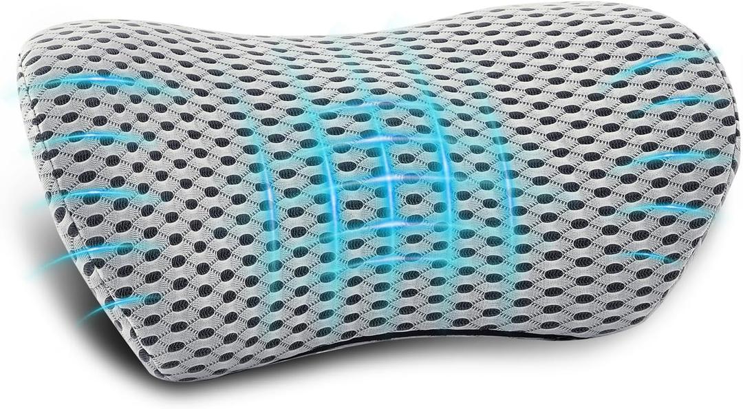 Lumbar Pillow, Memory Foam Lumbar Support Pillow for Office Chair and Car Seat, Ergonomic Streamline Back Pillow for Lower Back Pain Relief, Back Support Pillow for Sitting, Driving, Traveling (Light White)