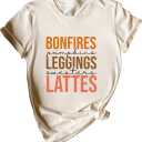 Daihuiya Floral Pumpkin Fall Shirt Womens Thanksgiving Graphic Tees Halloween Bonfires Lattes T Shirt (L)