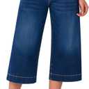 roswear Capri Jeans for Women Wide Leg Stretchy High Waisted Loose Denim Pants (Large, Blue)