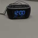 HOUSBAY Glow Small Alarm Clock Radio for Bedrooms with 7 Color Night Light, Dual Alarm, Dimmer, USB Charger, Battery Backup, Nap Timer, FM Radio with Auto-Off Timer for Bedside (Black)