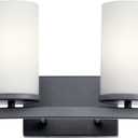 Kichler 45496BK Crosby Vanity, 2-Light 200 Total Watts, Black