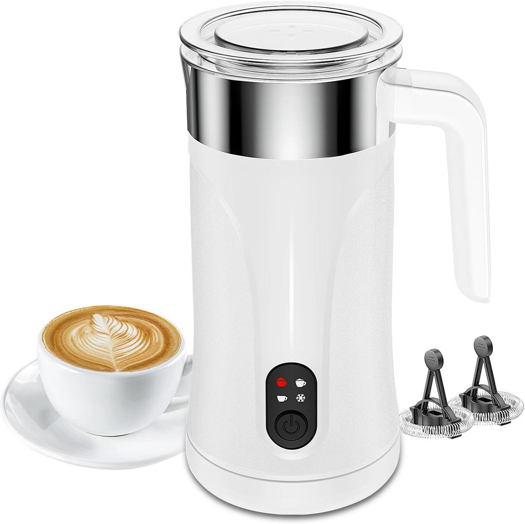 Milk Frother, 4-in-1 Milk Frother and Steamer for Coffee, Latte, Cappuccino (White)