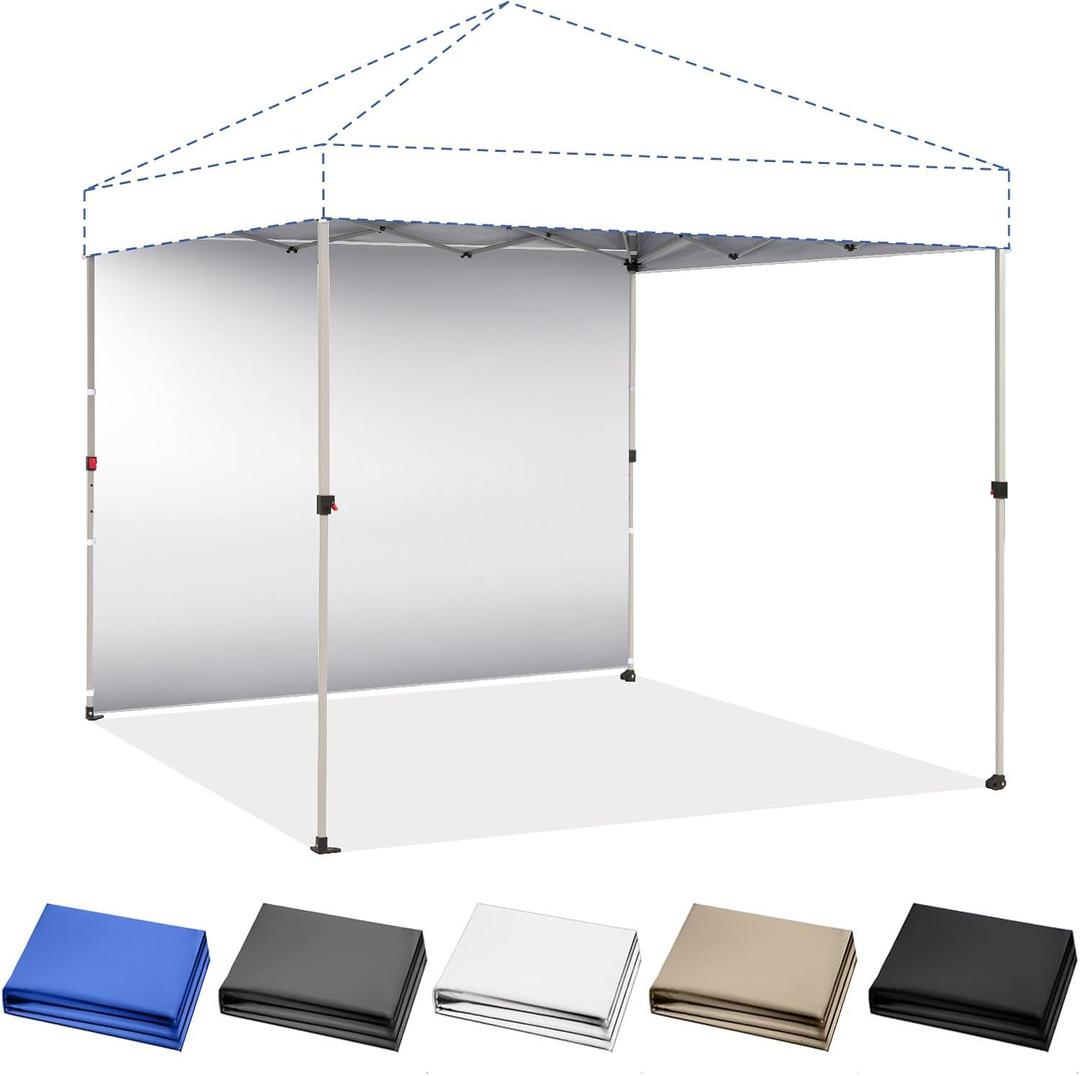 CROWN SHADES SunWall Silver Coated for 10x10 Pop up Canopy Tent, 1 Pack Sidewall Only with Silver Coating (1 Pack, White)