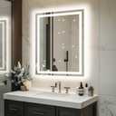 32"x 24" LED Bathroom Mirror with Lights, Dimmable, Double Lights, Backlit + Front Lit, 3 Colors Led Mirror for Bathroom, Lighted Bathroom Vanity Mirror, Tempered Glass(Horizontal/Vertical) (32"L x 24"W)