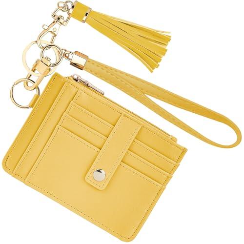 KNGITRYI Small Wristlet Wallets for Women RFID Credit Card Holder Wallet Keychain Wristlet Wallet Credit Card Wallets for Women (Yellow)