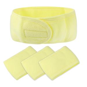 VOCOSTE 4 Pcs Spa Headband, Soft Women Hair Bands for Face Washing Bath Facial Mask Yoga, Yellow