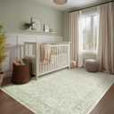 Sage Green Area Rug for Bedroom Neutral Boho Farmhouse Floral Distressed Design 5x8 Rug with Washable No Slip Soft 5 by 8 Area Rugs for Living Room Home Office Dining Room Carpet for Under Table