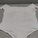 REORIA Women Sexy Off The Shoulder Short Sleeve Backless Basic Double Lined Thong Bodysuit Tops 2XL