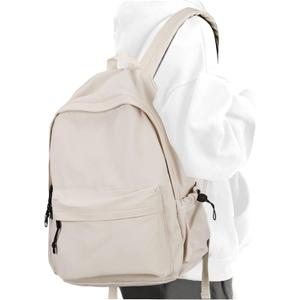 Beige School Backpack for Girls Water Resistant High School Book Bag Simple Backpack for Teens Boys Girls, Lightweight Middle School Back Pack Daypack