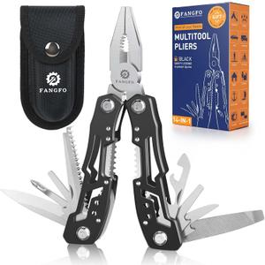 14-In-1 Multitool with Safety Locking, Professional Stainless Steel Multitool Pliers Pocket Knife, Bottle Opener, Screwdriver with Nylon Sheath Apply to Survival,Camping, Hunting and Hiking 1 Pcs