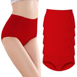 Women's Briefs Cotton Underwear High Waisted Panties Soft Underpants 5Pack XXL