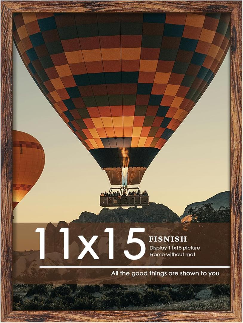 11x15 Picture Frame Brown, Classic Poster Frame for Horizontal or Vertical Wall Mounting, 1 Pack