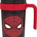Zak Designs Marvel Fairway Travel Tumbler for On the Go or At Home, 18oz Stainless Steel with Vacuum Insulation, Spillproof Silicone Straw, and Carry Handle for Cold Drinks (Spider-Man)