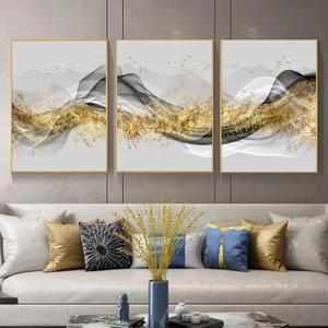 KQZVCU Nordic Abstract Golden Ribbon Canvas Painting Wall Art Prints Posters Picture for Living Room Home Decor 40x60cmx3 Frameless