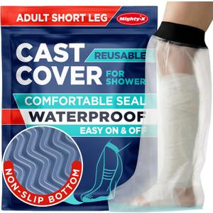 100% Waterproof Cast Covers for Shower Leg - Tight Seal - Reusable Adult Half Leg Cast Protector with Non-Slip Bottom - Knee, Ankle, Foot - Post Surgery Bandage & Dressing Bag for Wounds & Burns