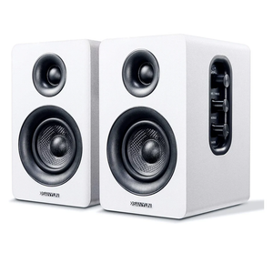 Sanyun SW208 3" Active Bluetooth 5.0 Bookshelf Speakers – 60W Carbon Fiber Speaker Unit - Built-in 24bit DAC Dynamic 3D Surround Sound 2.0 Computer PC Monitor Gaming (Pair, White)
