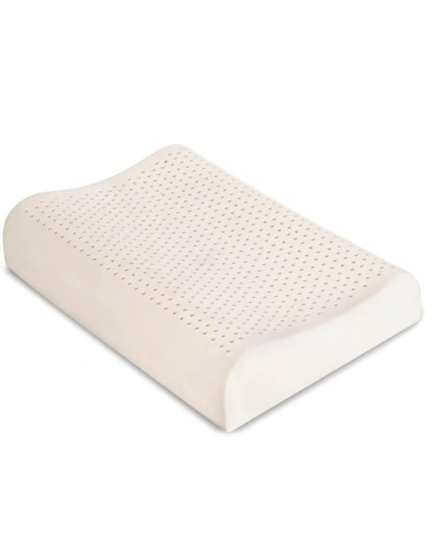 KLUFO C-Shaped 100% Natural Latex Pillow, Contour Pillow, Ergonomic, Hypoallergenic, Cool, Soft and Comfortable (58 × 38 ×8/10 cm, White), 1 Pillows with Cover