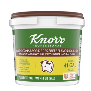 Knorr Professional Caldo de Res, Beef Bouillon with Beef Flavor Granulated Base, Bouillon as a Base, Marinade, Flavor Enhancer, Shelf Stable Convenience, 0g Trans Fat, 4.4 lbs (Pack of 1)
