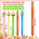 Watersay 50 Pcs Easter Bunny Pens Ballpoint Pen Bulk 5 Colors Gel Ink Cute Cartoon Ballpoint Pen Funny Aesthetic Pens for Office Party Supplies Goodie Bag Stuffers