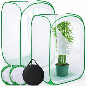 Gilprop 2 Pack Mesh Plant Covers 35 x 35 x 59 Inch Tomato Crop Netting Cage Garden Tents for Plant Protection from Insects Animals Outdoor Tall Crop Cage for Fruit, Vegetables, Flowers and Herbs