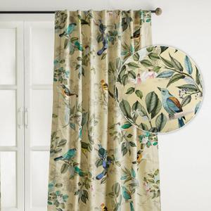 Maison d' Hermine Curtains for Living Room 100% Cotton 96 inch Length One Panel Light Filtering Curtains for Windows with Rod and Loop Pockets Easter Decorations (Solstice - Garden Glade, 50"W x 96"L)
