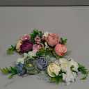 Cinaci 4 Pack Silver Metal Hair Side Combs Slides with Artificial Rose Flower Floral Wedding Bridal Headpieces Clips Hairpins Barrettes Bun Chignon Hair Accessories for Women Flower Girls Bridesmaids (Ivory, Pink, Teal and Fuchsia)