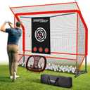 Golf Practice Net Set 10x7.5FT, Heavy Duty Golf Hitting Net for Backyard & Indoor Training, Golf Swing Practice Net with Ball Return System, Extended Top Barrier, Target Cloth & Carry Bag.